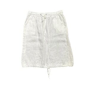 Pistache Linen Skirt Women S/M White Drawstring Made in Italy Coastal Beach Boho